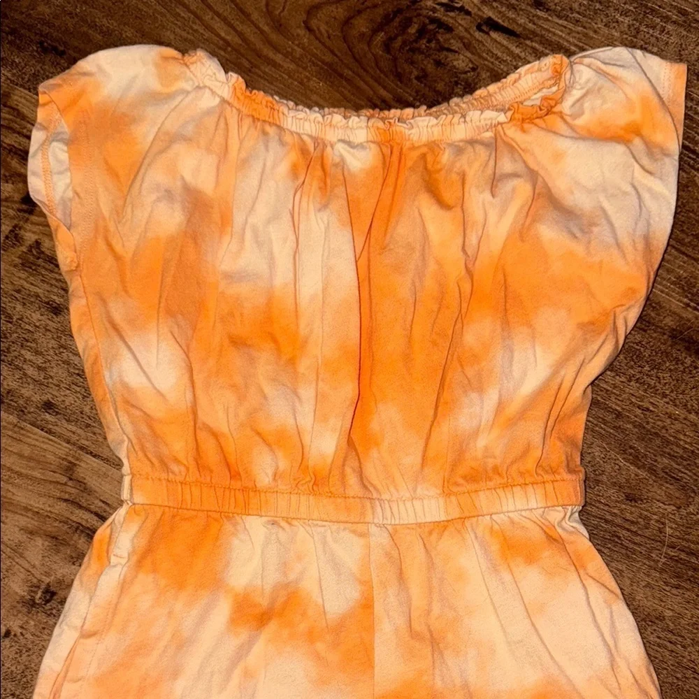 Orange Tie-Dye Kids Romper